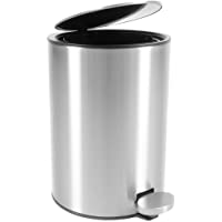 Cubo de basura con pedal premium de Bamodi – Pequeñas papeleras de baño- aseo u oficina - 3L - Papelera de baño de acero…